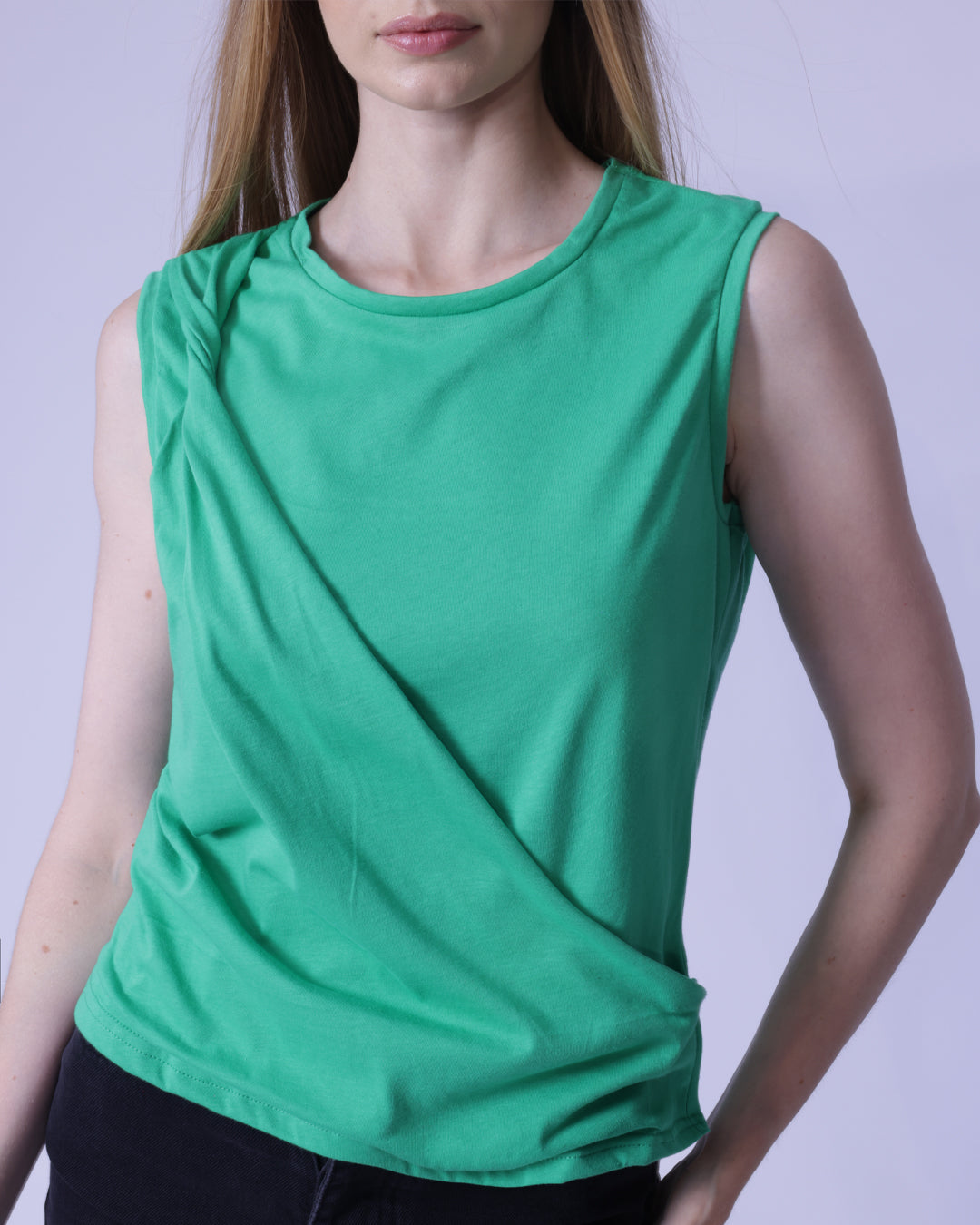 Women's Wrap Front 100% Cotton Sleeveless T-Shirt