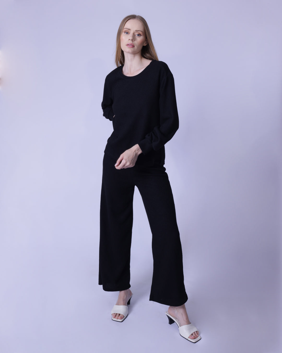 Women 2-Piece Long Sleeve Pullover & Wide Leg Pants Lounge Set