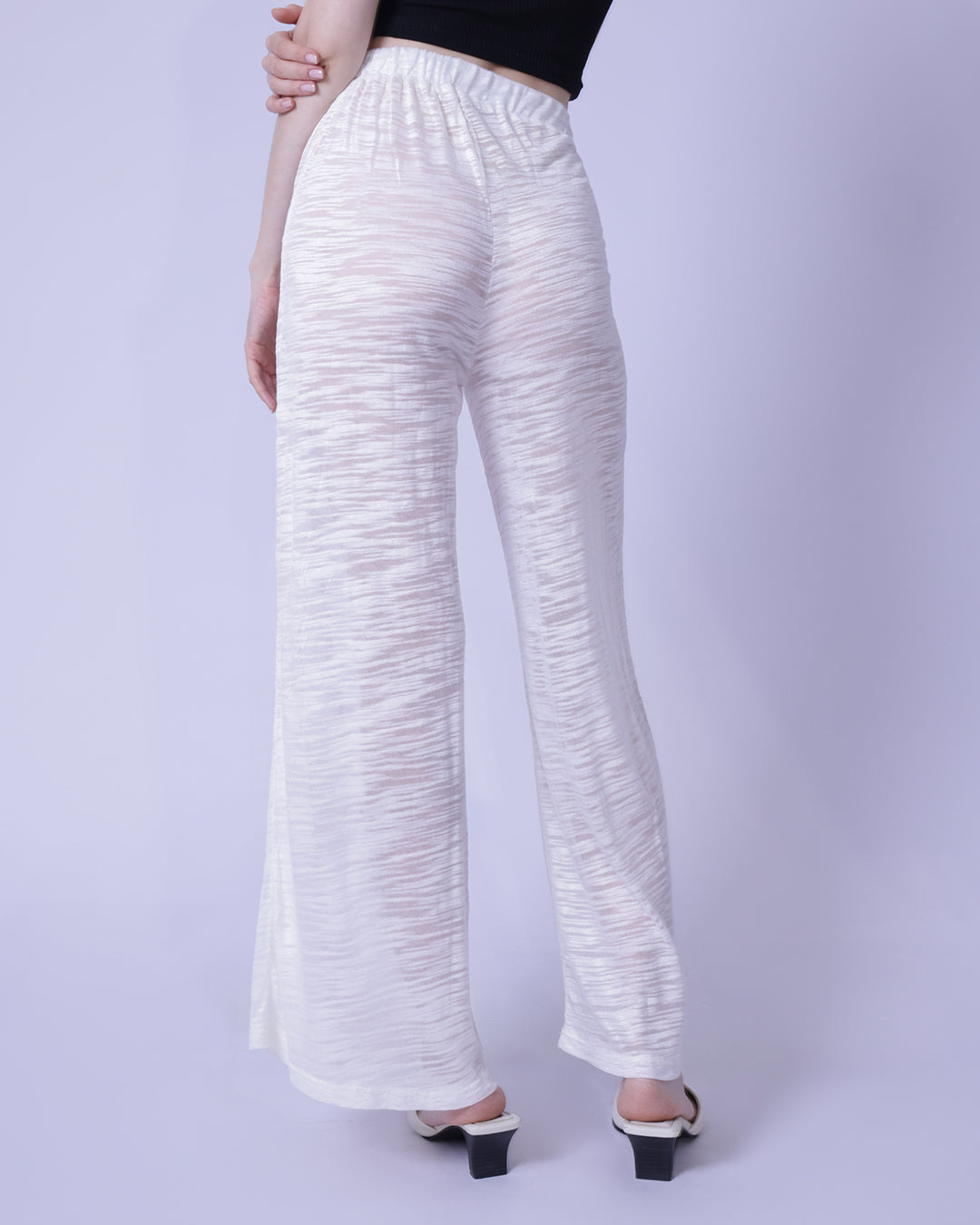 Rayon Slub Knit Semi-Sheer Cover Up Pants